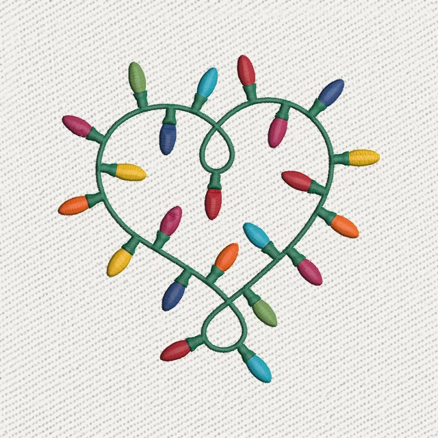 Christmas Heart Lamps Embroidery Design