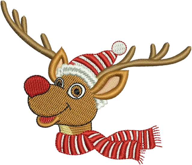 Christmas Reindeer Embroidery Design embroidery design shown stitched on fabric