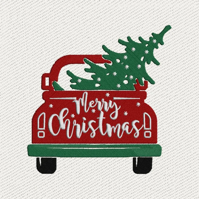 Christmas Tree in a Car Embroidery Design