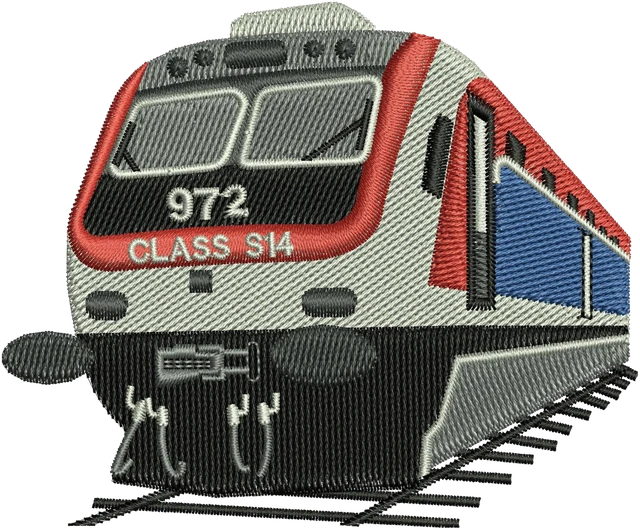 Motif de broderie Train de classe S14 972 brodé sur tissu