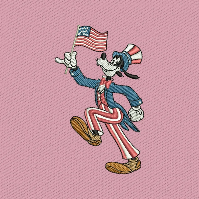Goofy classico che tiene la bandiera degli Stati Uniti