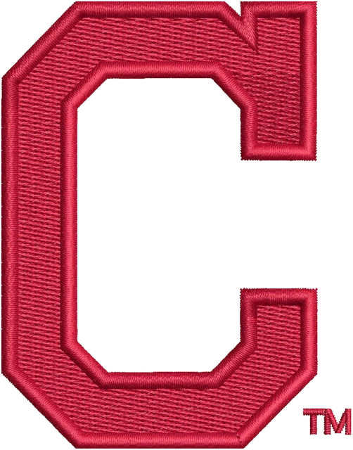 Stickdatei Historisches rotes C Logo der Cleveland Indians auf Stoff gestickt