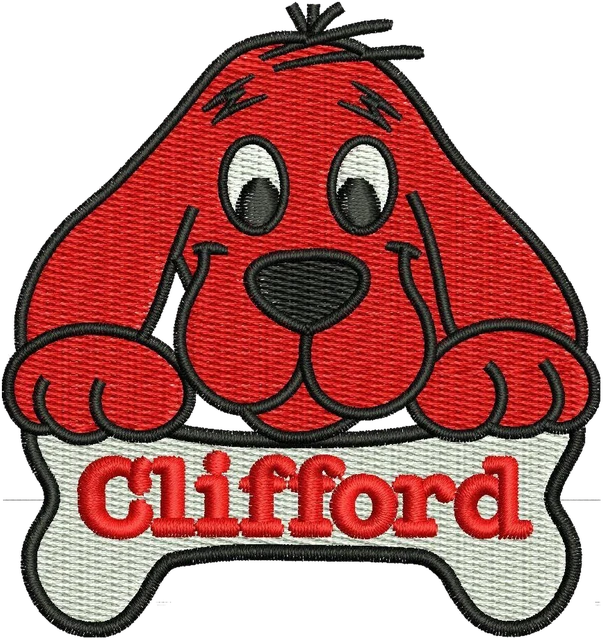 Diseño de bordado Clifford the Big Red Dog sobre tela
