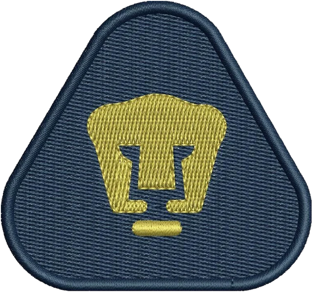 Diseño de bordado Diseño de bordado Escudo triangular puma dorado Pumas UNAM sobre tela