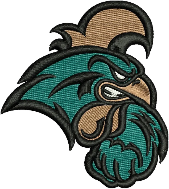 Diseño de bordado Logotipo de fútbol americano de Coastal Carolina Chanticleers sobre tela
