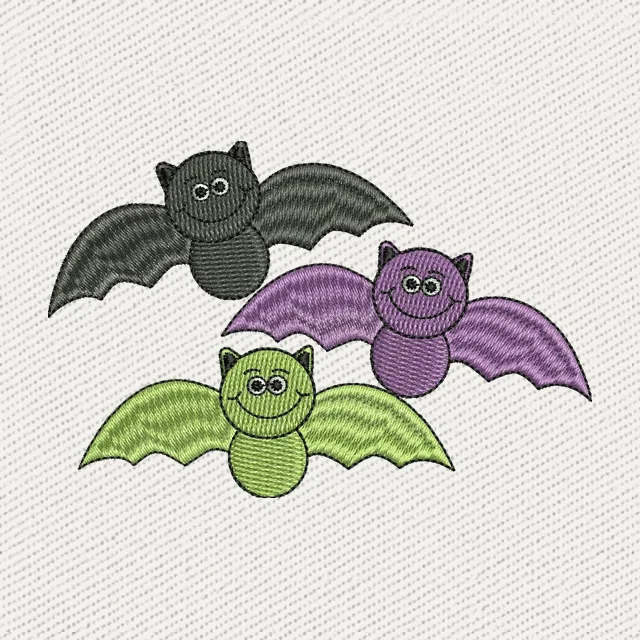 Three Smiling Halloween Bats