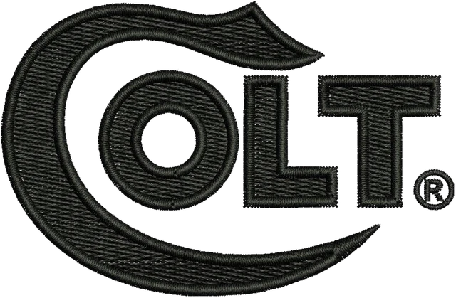 Colt Logo Embroidery Design embroidery design shown stitched on fabric
