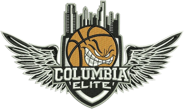 Diseño de bordado Diseño de bordado Logo de baloncesto alado Columbia Elite sobre tela
