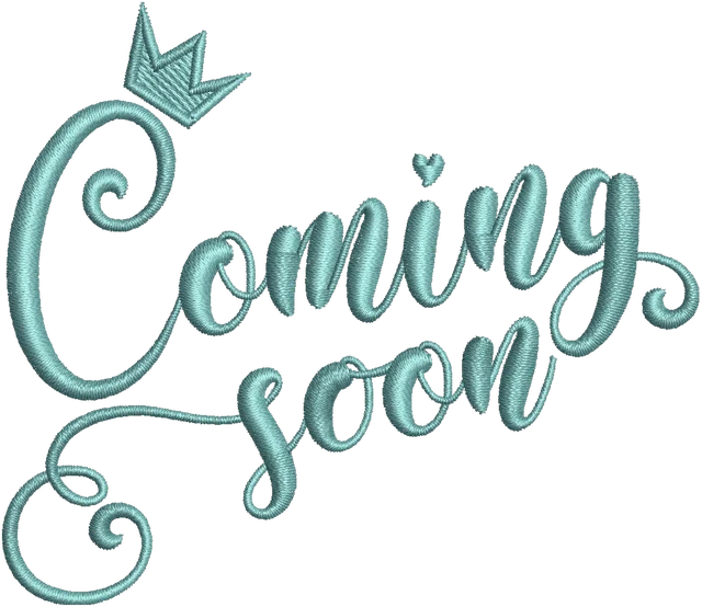 Stickdatei Coming Soon with Crown for Baby Shower Stickdatei auf Stoff gestickt