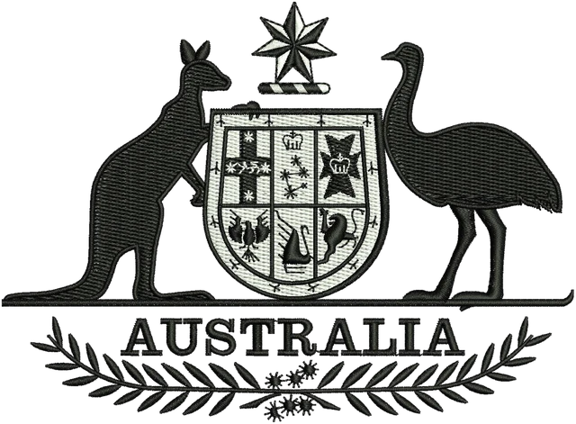 Stickdatei Commonwealth of Australia Coat of Arms Logo Stickdatei auf Stoff gestickt