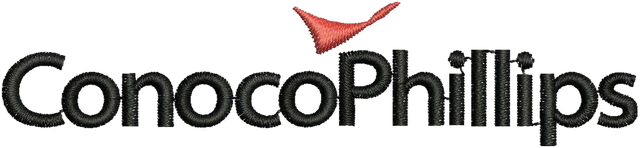 Stickdatei ConocoPhillips Logo Stickdatei auf Stoff gestickt