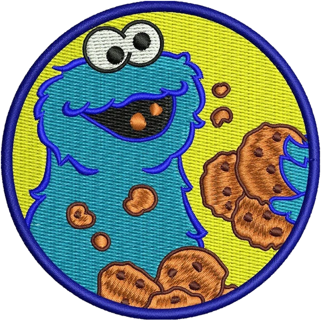 Stickdatei Cookie Monster 2 Stickdatei auf Stoff gestickt