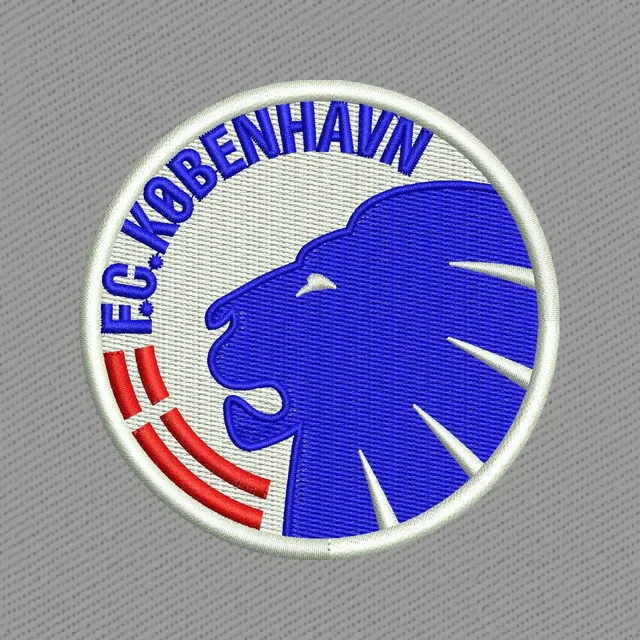 Rundes FC Kopenhagen Wappen mit blauem Löwen Stickdatei
