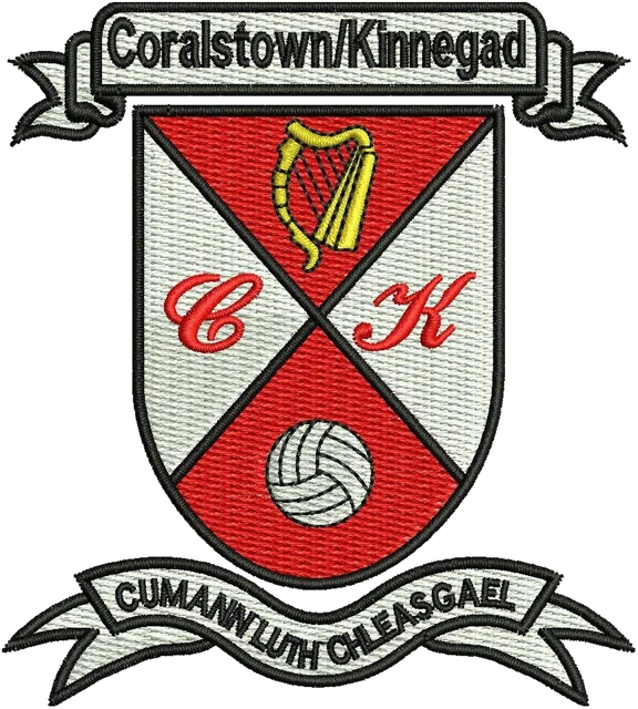 Coralstown Kinnegad GAA Club Crest Embroidery Design embroidery design shown stitched on fabric