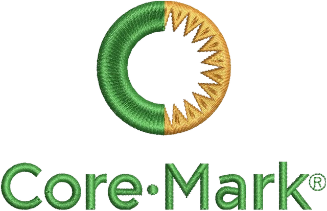 Ricamo Logo Core Mark Company su tessuto