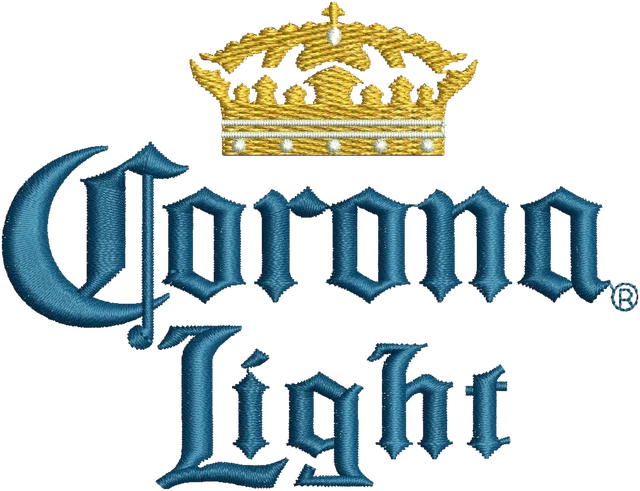 Stickdatei Corona Light Beer Logo Stickdatei auf Stoff gestickt