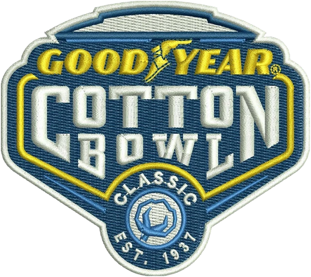 Stickdatei Cotton Bowl Classic Schildlogo Stickdatei auf Stoff gestickt