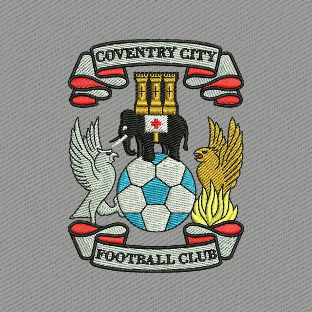 Coventry City Wappen mit Stadtmotiv Stickdatei