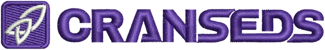 Cranseds Logo Embroidery Design embroidery design shown stitched on fabric