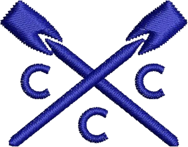 Crew Clothing Crossed Oars CCC Logo Embroidery Design embroidery design shown stitched on fabric