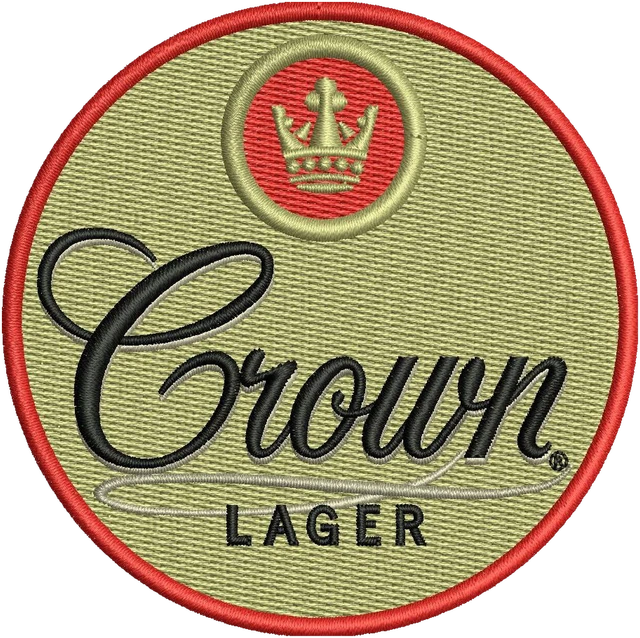 Stickdatei Crown Lager Beer Logo 2 Stickdatei auf Stoff gestickt