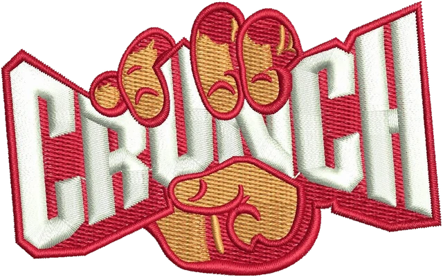 Stickdatei Crunch Fitness Logo Stickdatei auf Stoff gestickt