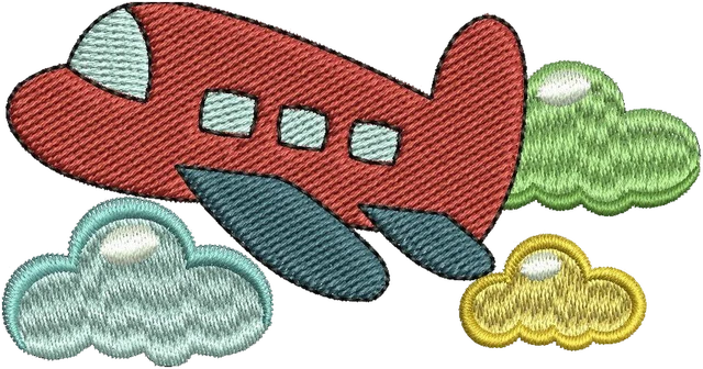 Cute Airplane Embroidery Design embroidery design shown stitched on fabric
