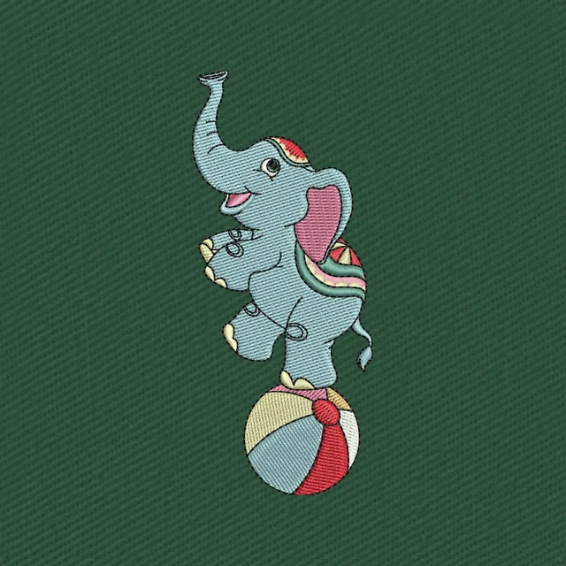 Cute Baby Circus Elephant Standing on One Leg on a Ball Embroidery Design