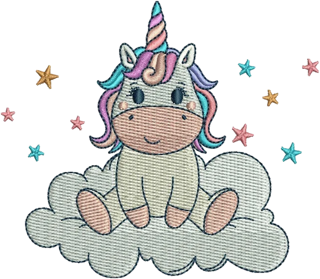 Motif de broderie Licorne bébé mignonne brodé sur tissu