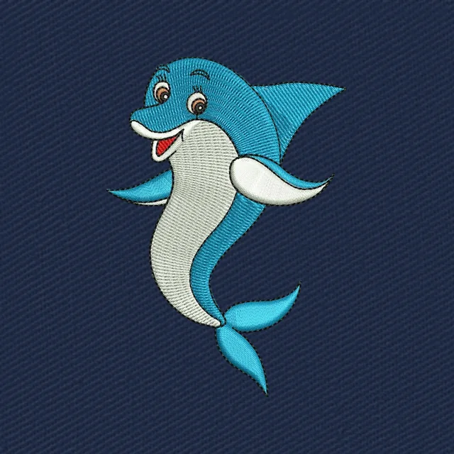 Niedlicher lächelnder blauer Delfin Stickdatei