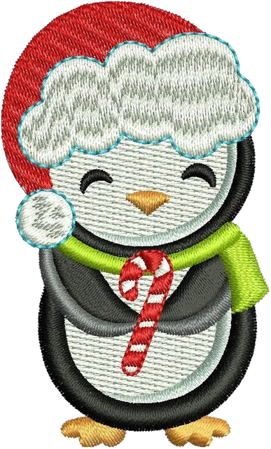 Cute Boy Jolly Penguin 6 Embroidery Design embroidery design shown stitched on fabric