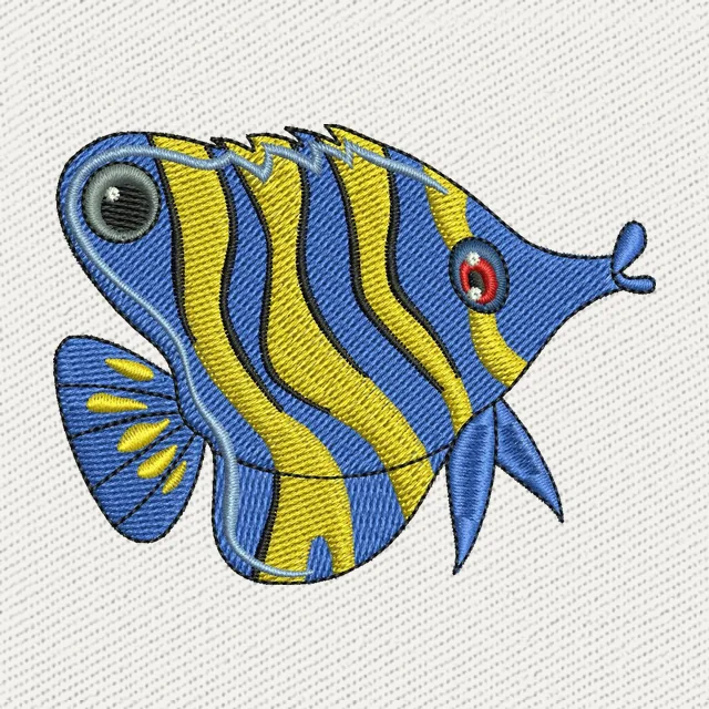Niedlicher blau-gelber Kaiserfisch Stickdatei