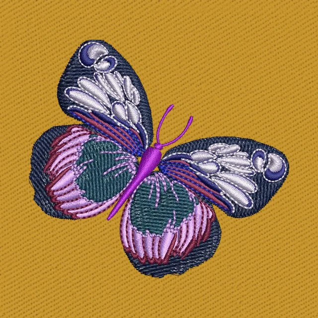 Cute Cartoon Blue Butterfly Embroidery Design