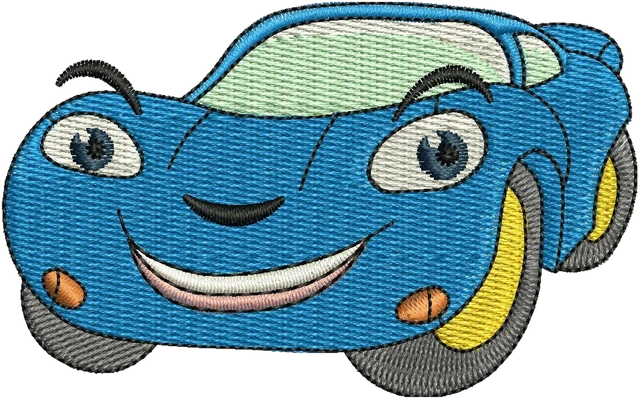 Motif de broderie Motif de broderie Voiture de sport bleue mignonne brodé sur tissu