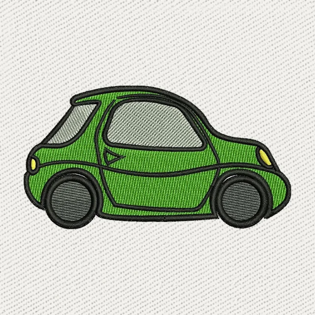 Diseño de bordado Coche compacto verde adorable