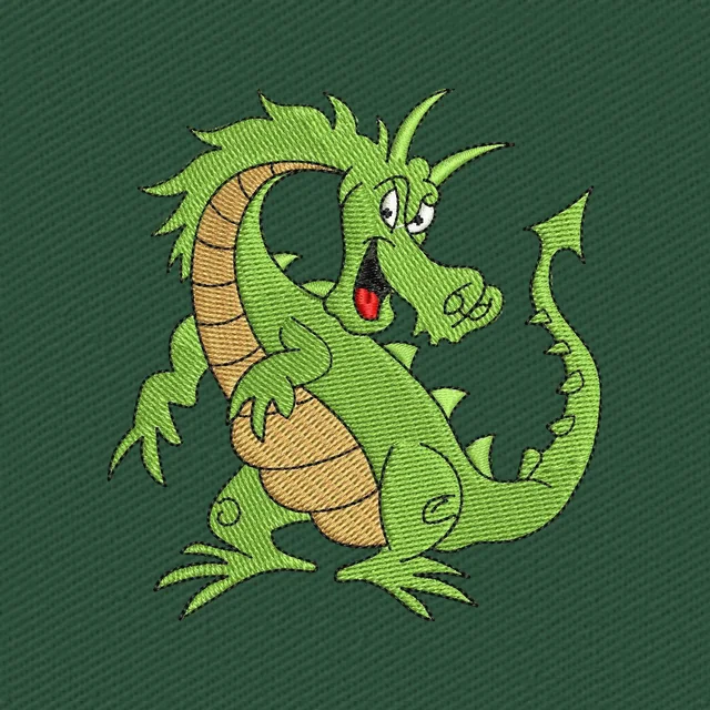 Cute Cartoon Green Dragon Stickdatei