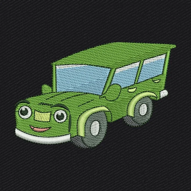 Cute Cartoon Green Jeep Stickdatei