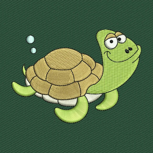 Cute Cartoon Green Turtle Stickdatei