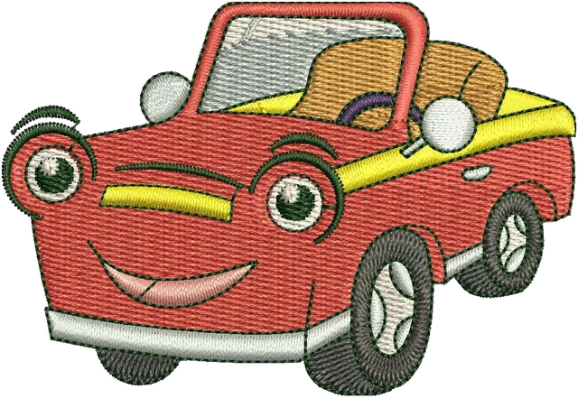 Ricamo Disegno da ricamo Auto cabrio rossa carina su tessuto