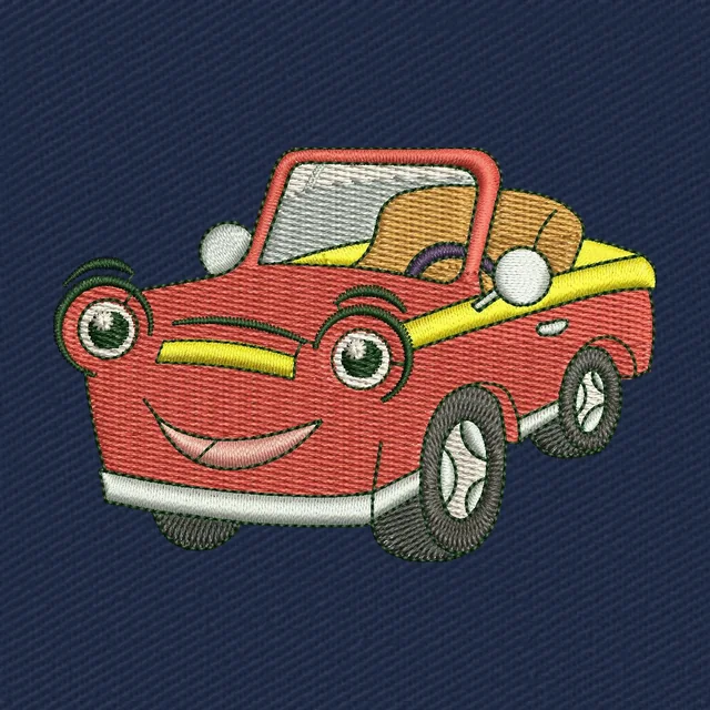 Diseño de bordado Coche descapotable rojo adorable