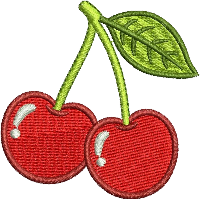 Diseño de bordado Linda cereza sobre tela