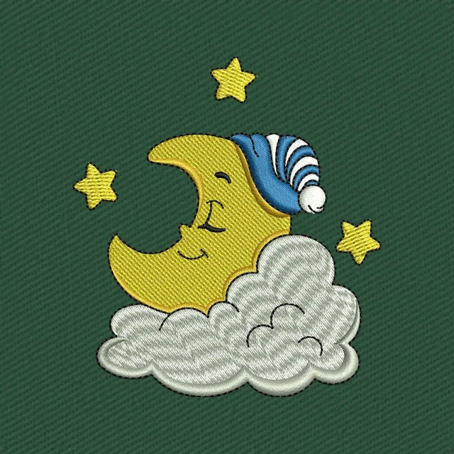 Croissant de lune mignon dormant sur un nuage