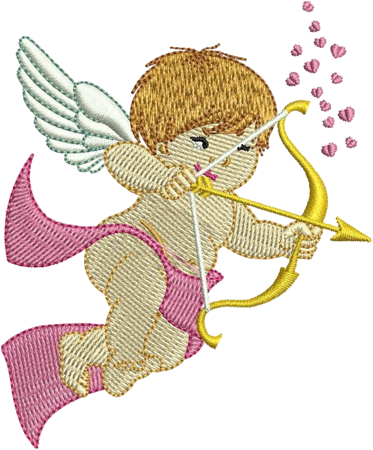 Ricamo Angelo Cupid carino 2 su tessuto