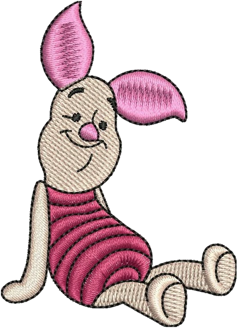 Ricamo Disegno da ricamo Pimpi seduto a righe rosa su tessuto