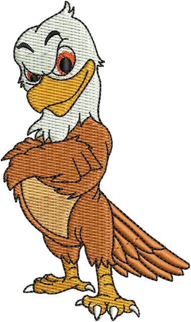 Cute Eagle Cartoon Embroidery Design embroidery design shown stitched on fabric