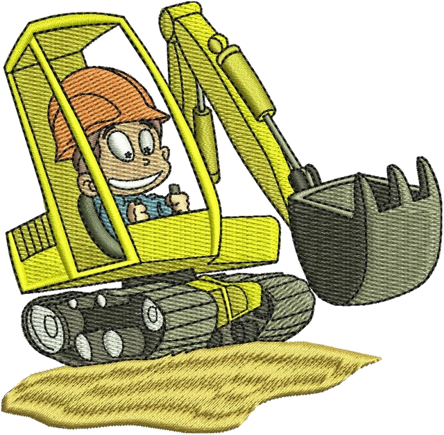 Diseño de bordado Linda excavadora 2 sobre tela