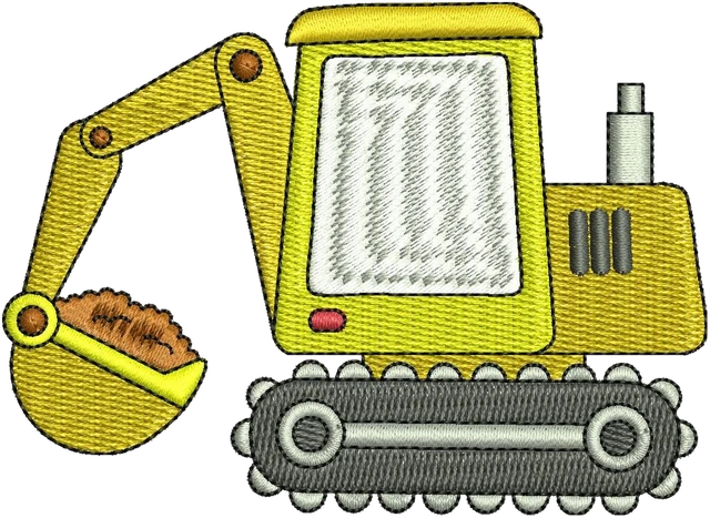 Ricamo Escavatore carino 3 su tessuto