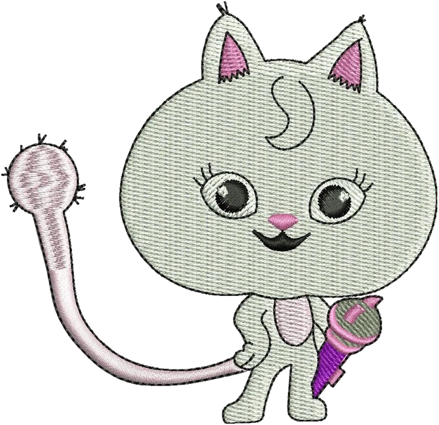 Stickdatei Cute Fluffy Flufferton Stickdatei auf Stoff gestickt