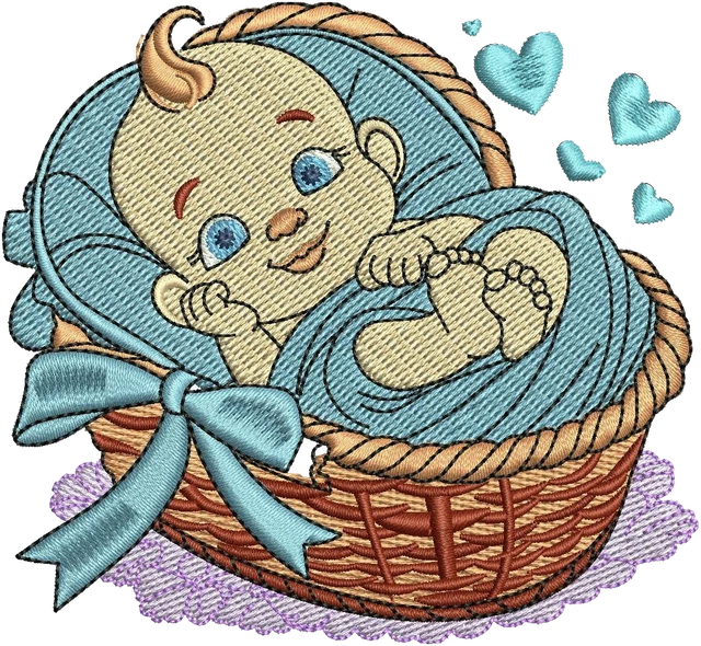 Cute Happy Birthday Little Baby Boy Embroidery Design embroidery design shown stitched on fabric