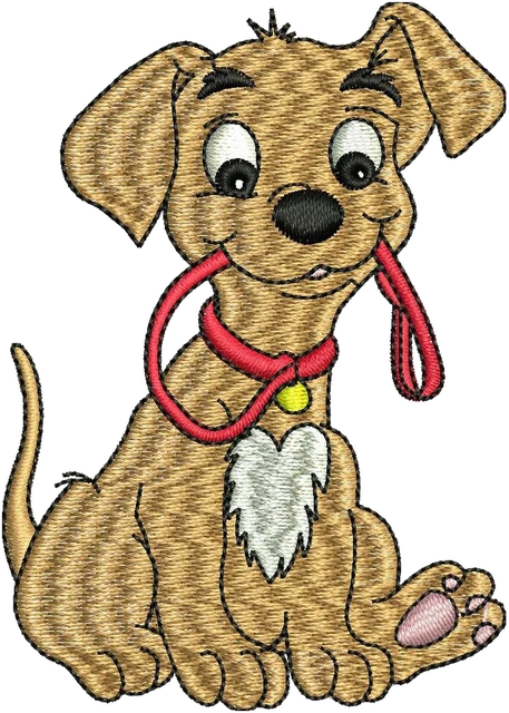 Cute Little Dog Embroidery Design embroidery design shown stitched on fabric